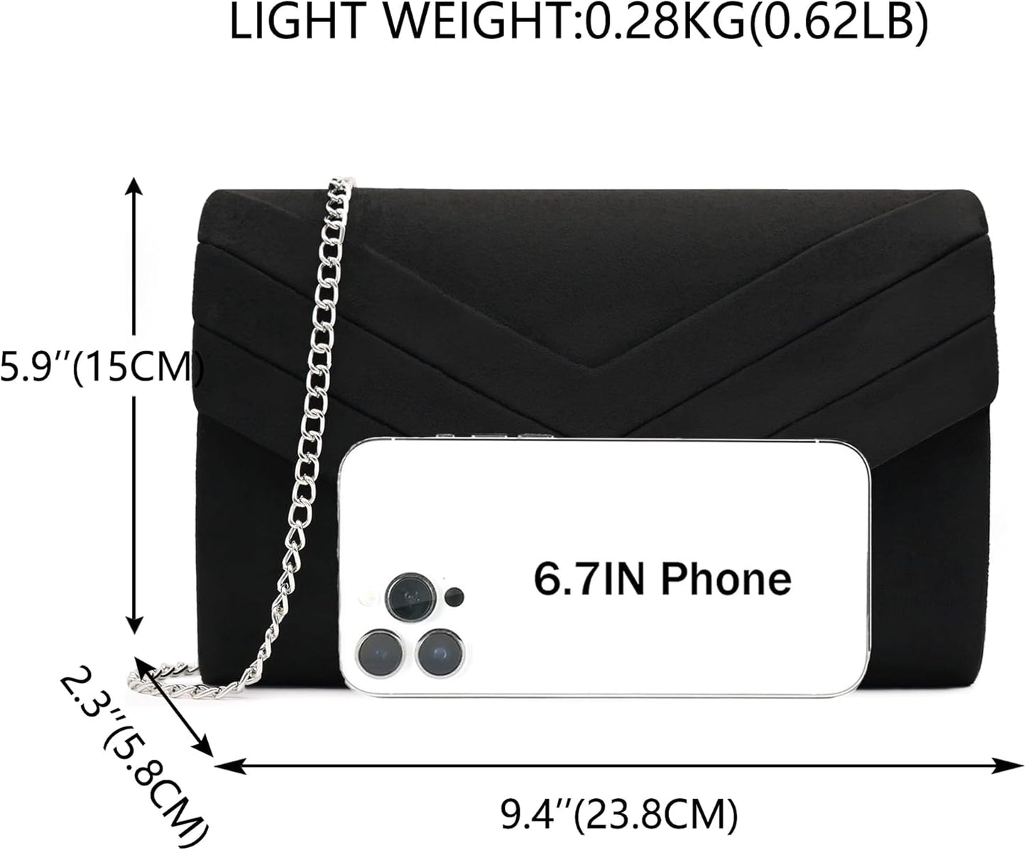 Evening Bag for Women, Suede Envelope Evening Purses Crossbody Shoulder Clutch Bag