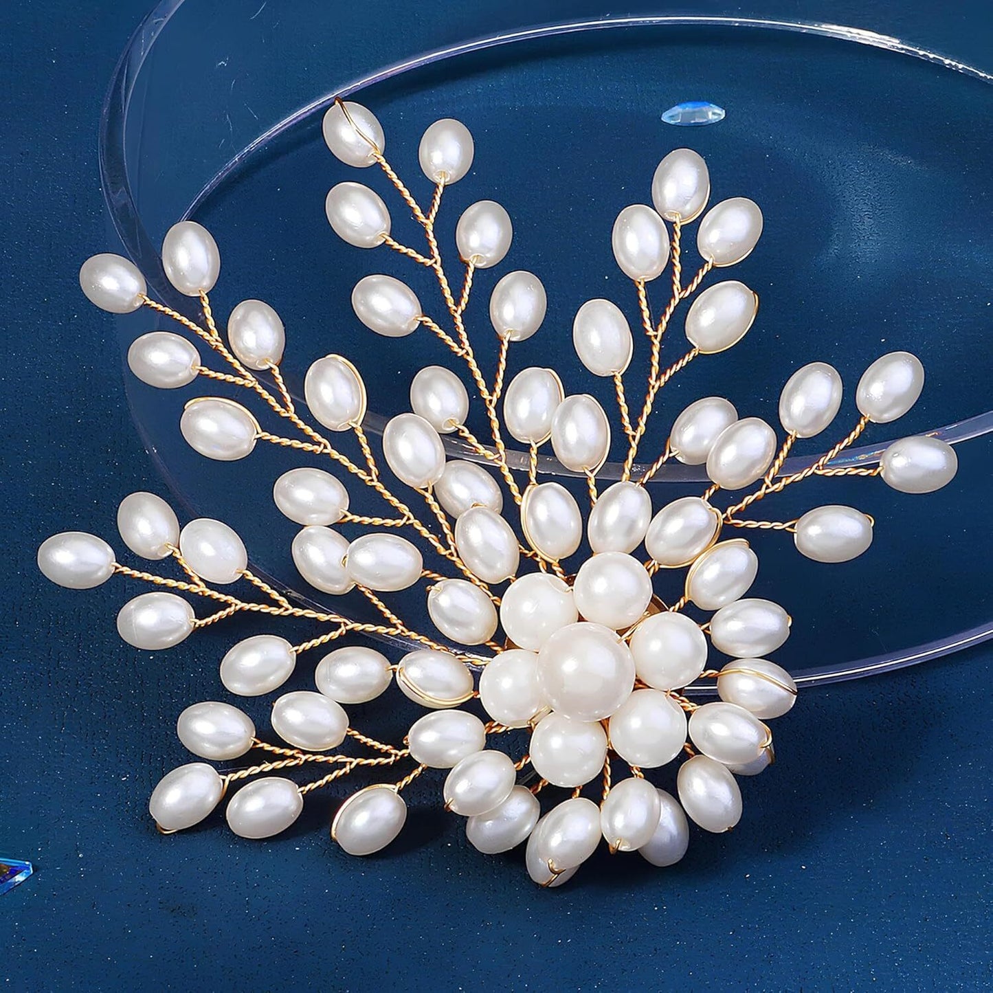 3Inch Large Women'S Brooch Pin Lapel Flower Pearl Brooch - Fashion Gold Vintage