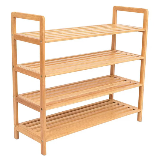 25.5-Inches H 4 Tier 12 Pair Wood Wood Shoe Rack