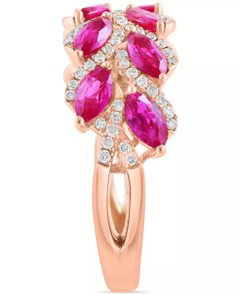 EFFYÂ® Marquise-Cut Ruby (1-5/8 Ct. T.W.) & Diamond (1/3 Ct. T.W.) Statement Ring in 14K Rose Gold