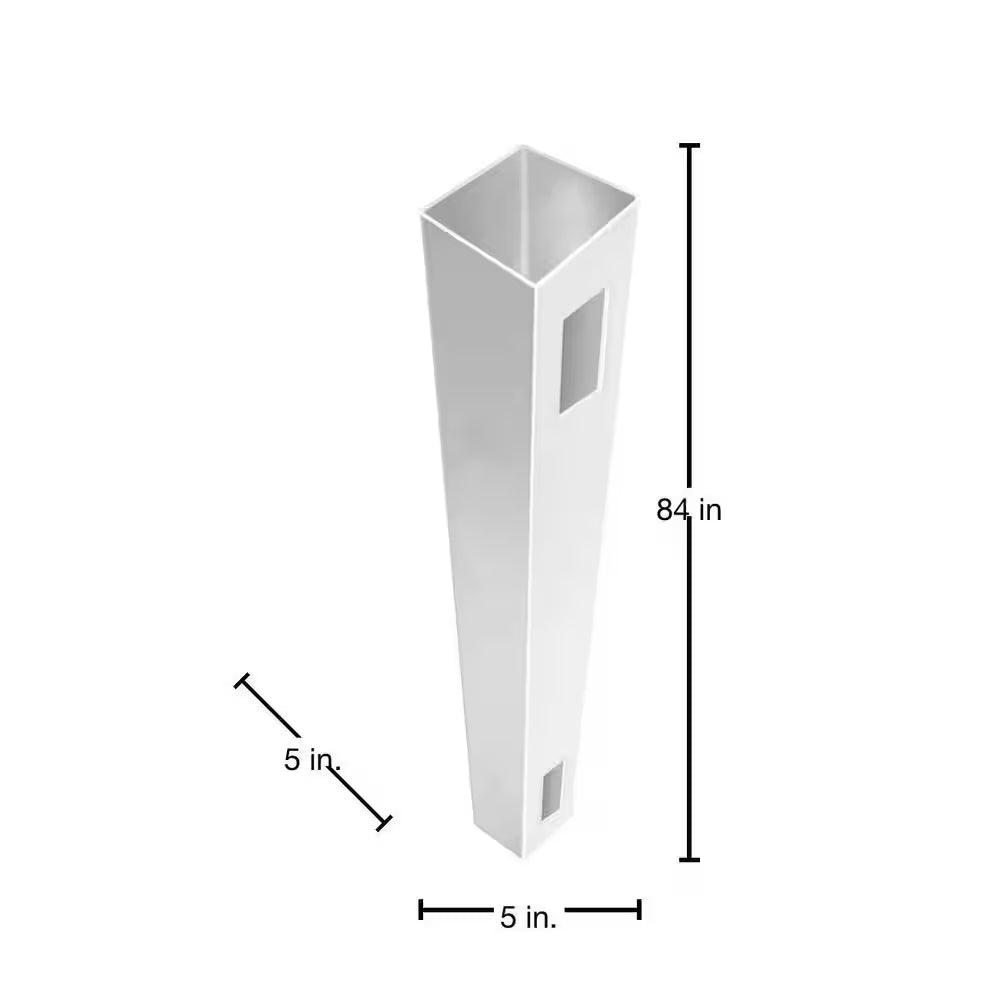 5 In. X 5 In. X 7 Ft. White Vinyl Routed Fence End/Gate Post