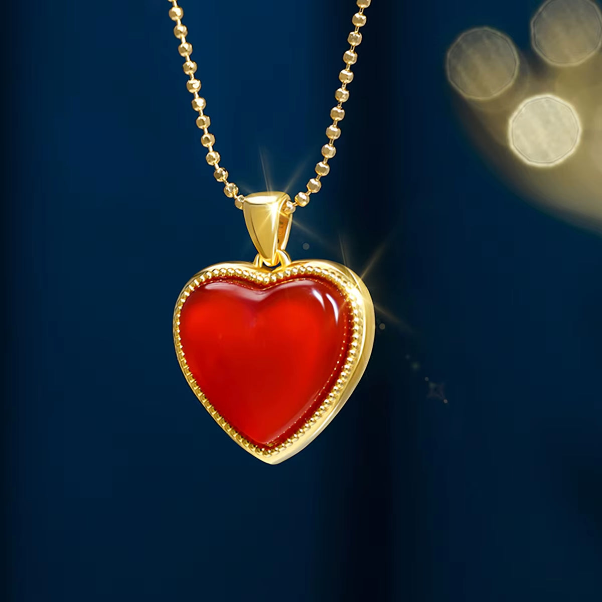 100% Real Gold 18K Natural Agate Necklace for Women Heart Pendant Au750 Pure Original Gold Jewelry Valentine'S Day Gifts