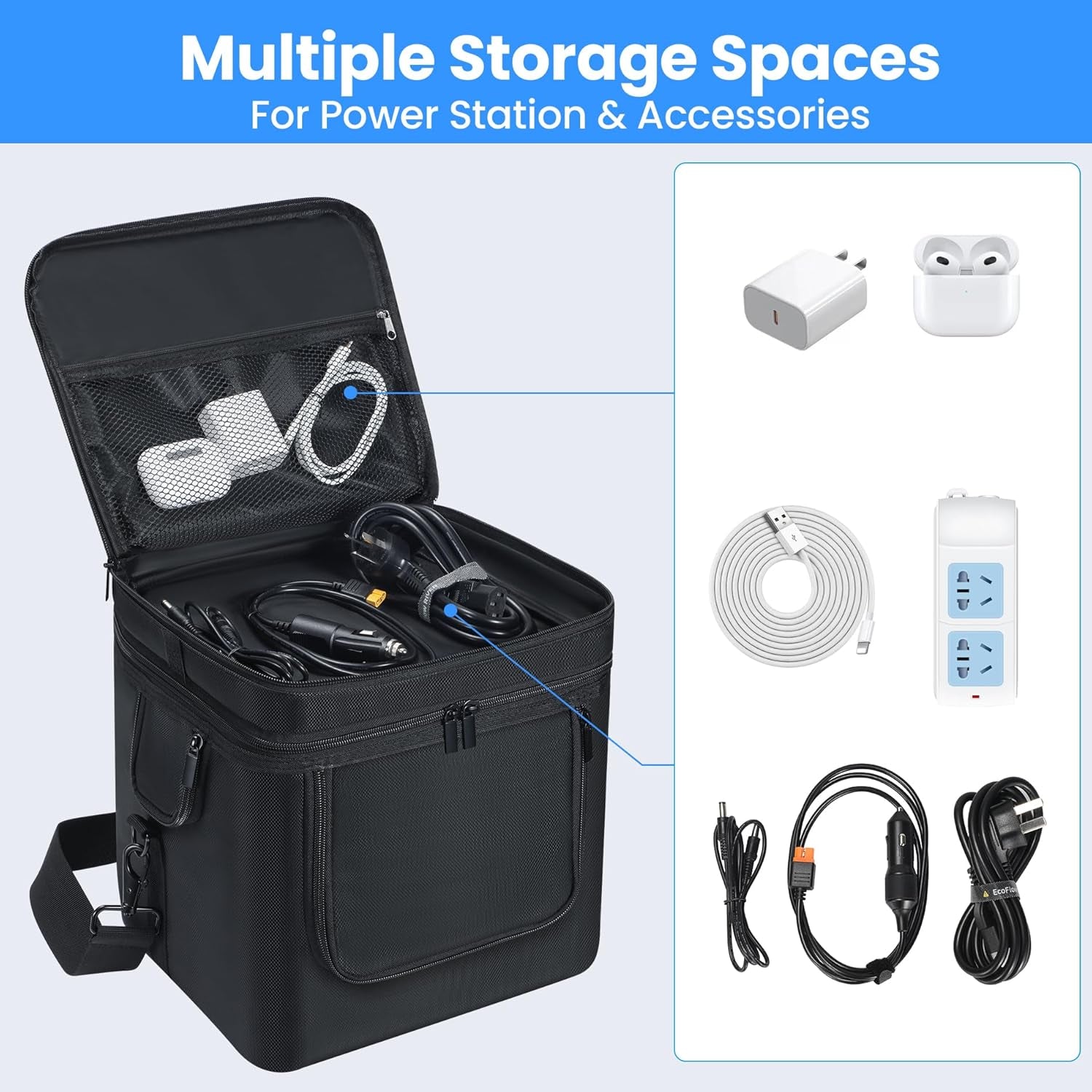 Carrying Bag Compatible with ECOFLOW River 2 Pro, Power Storage Bag with Adjusta