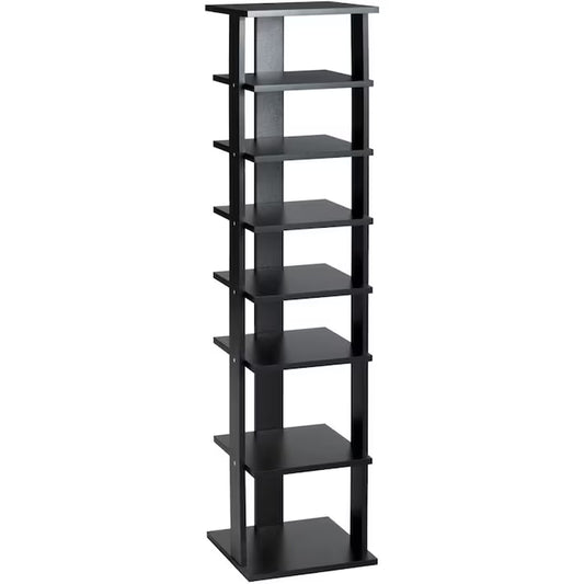 43.5-Inches H 7 Tier 7 Pair Black Wood Shoe Rack