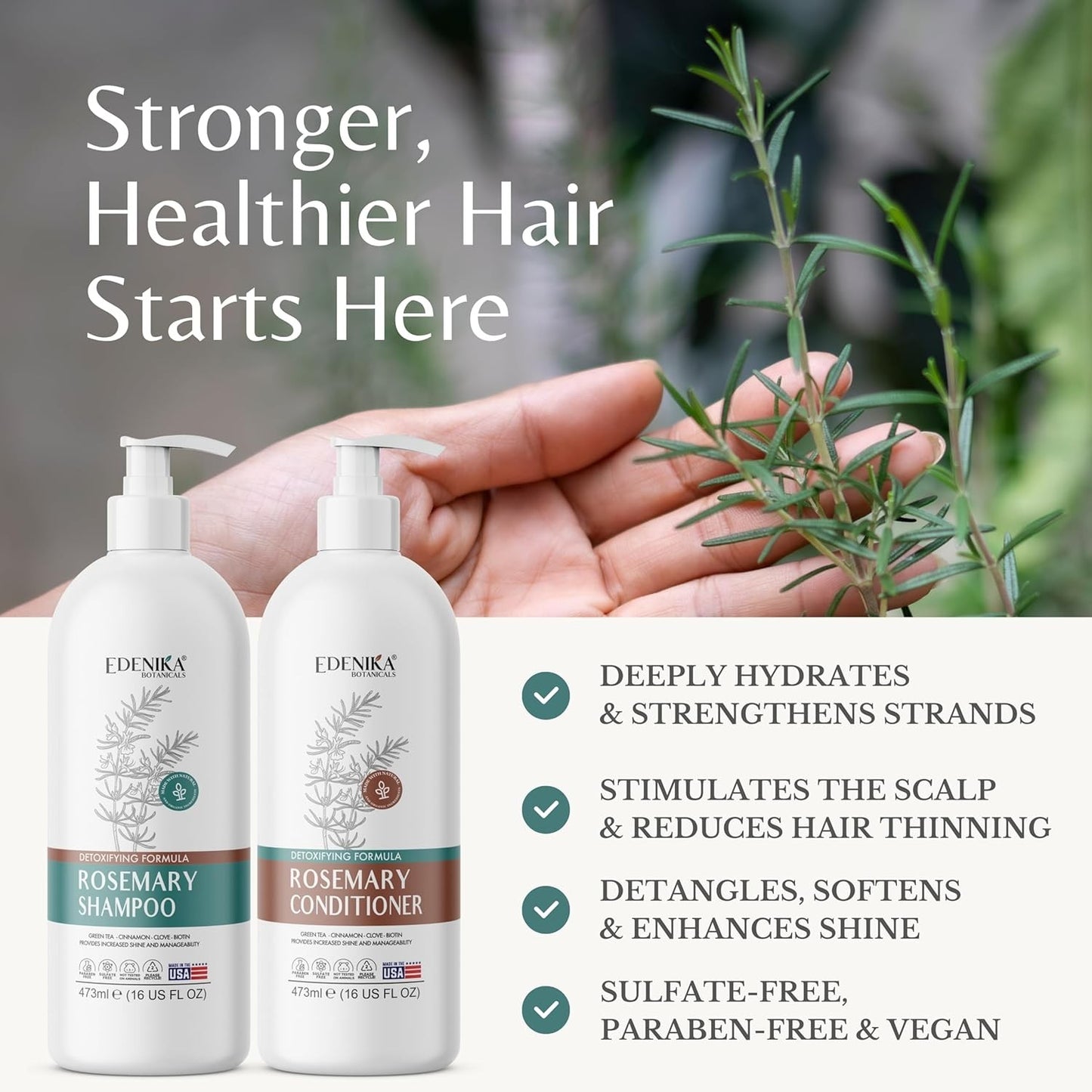 Rosemary Oil Shampoo & Conditioner Set with Biotin for Thinning Hair & Anti-Hair