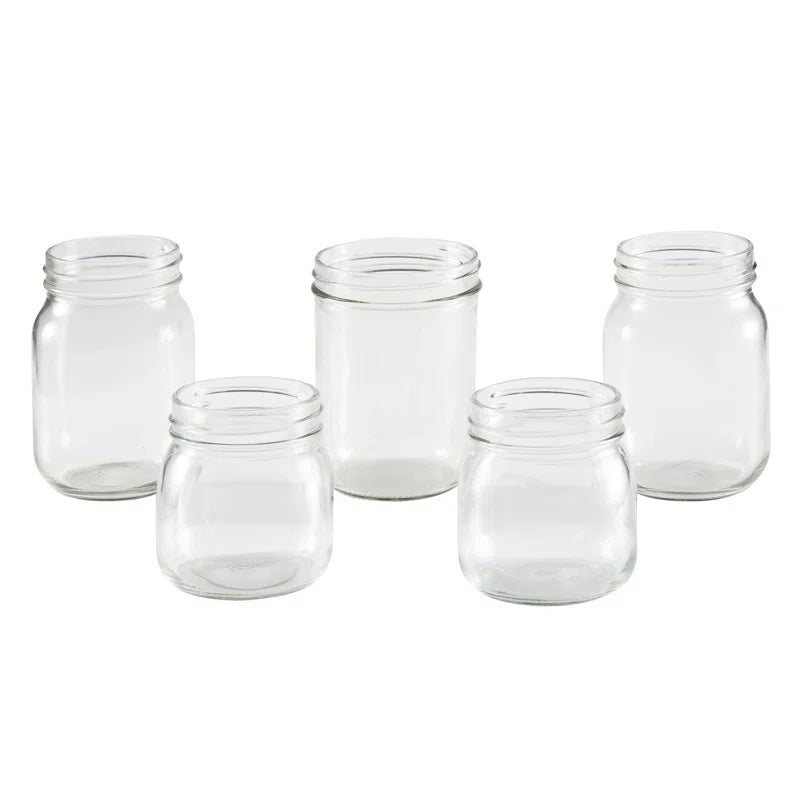 Mason Jar 5-Piece Bathroom Set with Toothbrush Holder, Soap Dispenser, Canister, & 2 Small Jars