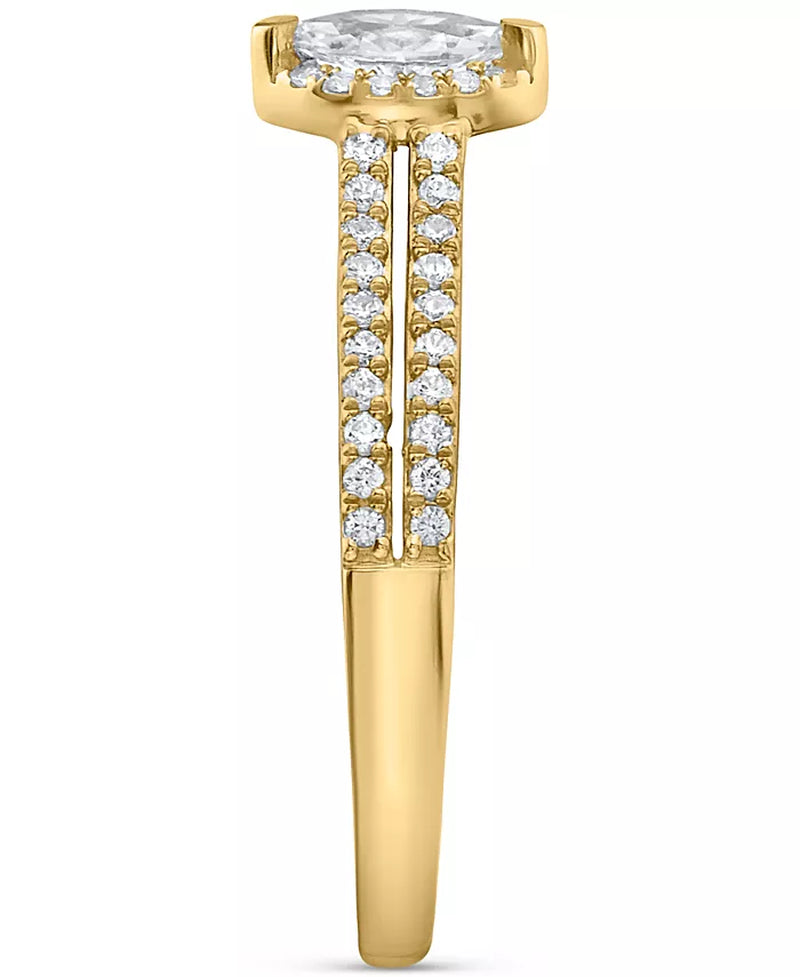 Diamond Marquise Double Row Halo Engagement Ring (1/2 Ct. T.W.) in 14K White, Yellow or Rose Gold