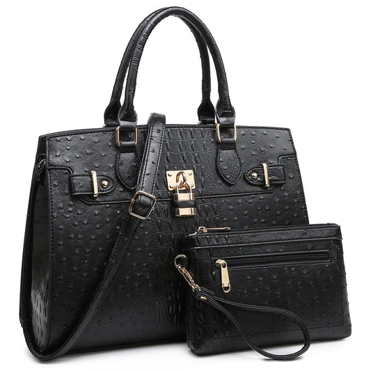 Women Handbags and Purses Ladies Shoulder Bag Top Handle Satchel Tote Work Bag with Matching Clutch