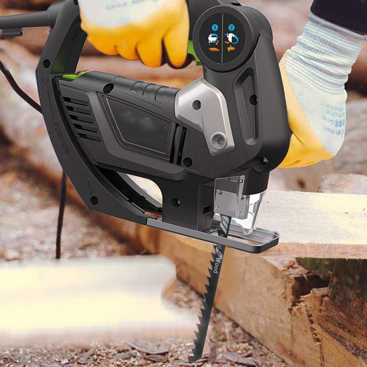 20-Piece T244D 4 Inch 6 TPI Assorted T-Shank Jig Saw Blades Set for Speed Cutting Wood, Scroll Cutting Wood