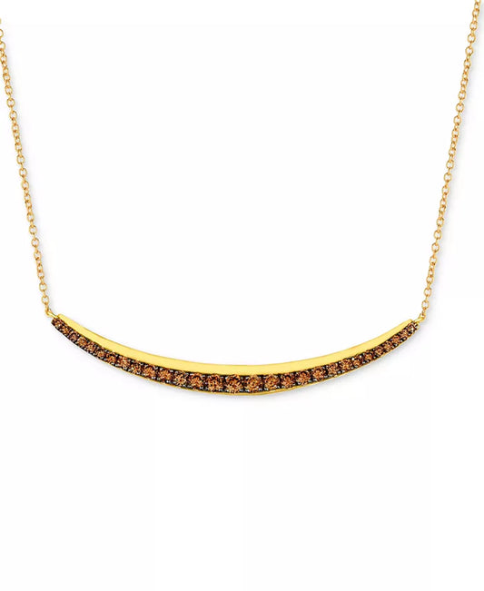 Chocolate Diamond Curved Bar 17" Adjustable Collar Necklace (5/8 Ct. T.W.) in 14K Gold