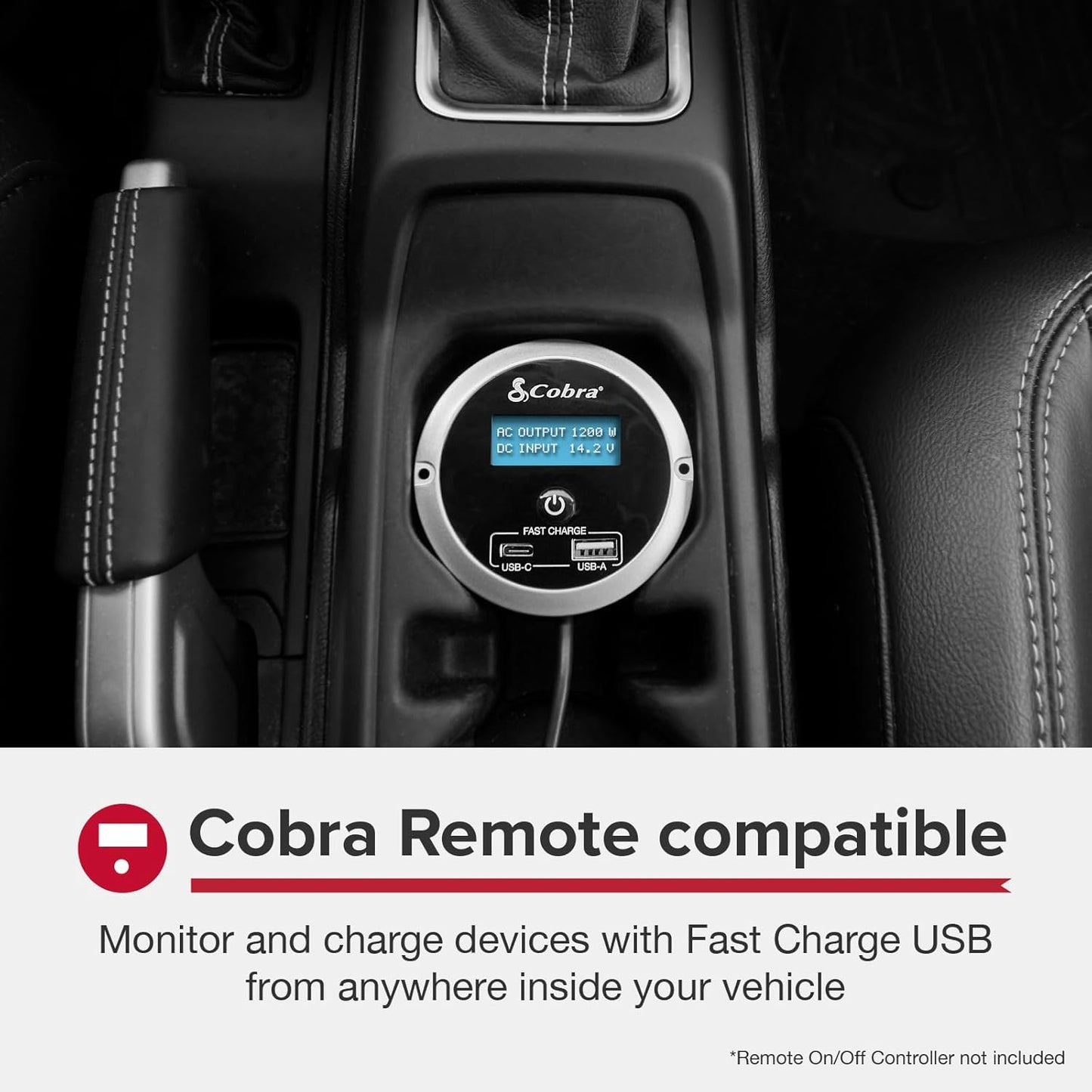 PRO 2500W Professional Grade Power Inverter, Portable – 2500-Watt Car Charger, 4 Grounded AC Outlets, 2 Fast Charge USB Ports and Remote Controller (CPIALCDG1) Compatible