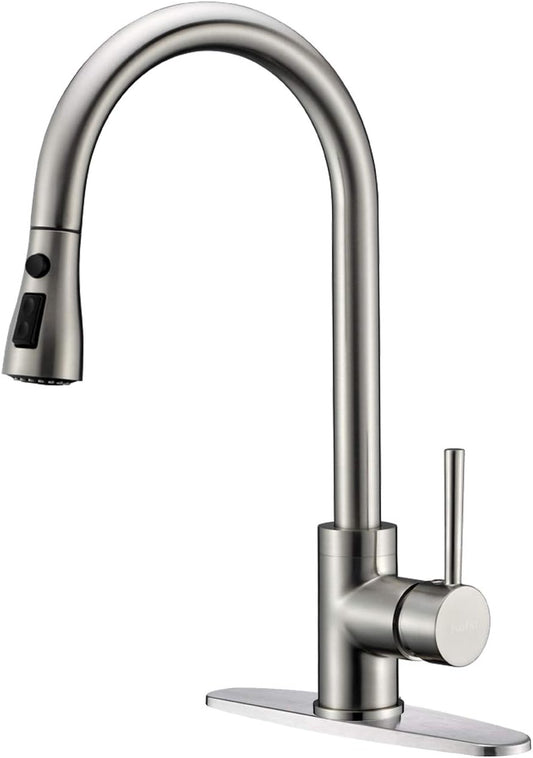 Kitchen Faucet, Brushed Nickel, Single Handle, Pull-Down, 3-Way Spray Setting, Easy Installation, Lead-Free