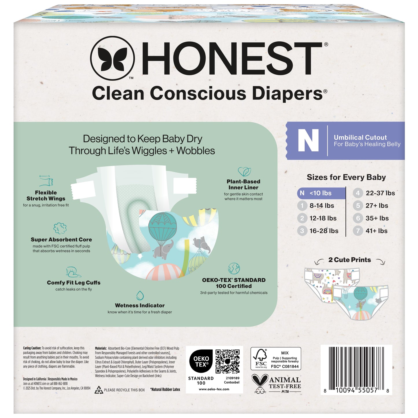 ® Clean Conscious Baby Diapers Size Newborn (<10 Lbs), Hypoallergenic and Plant Based, 108 Count