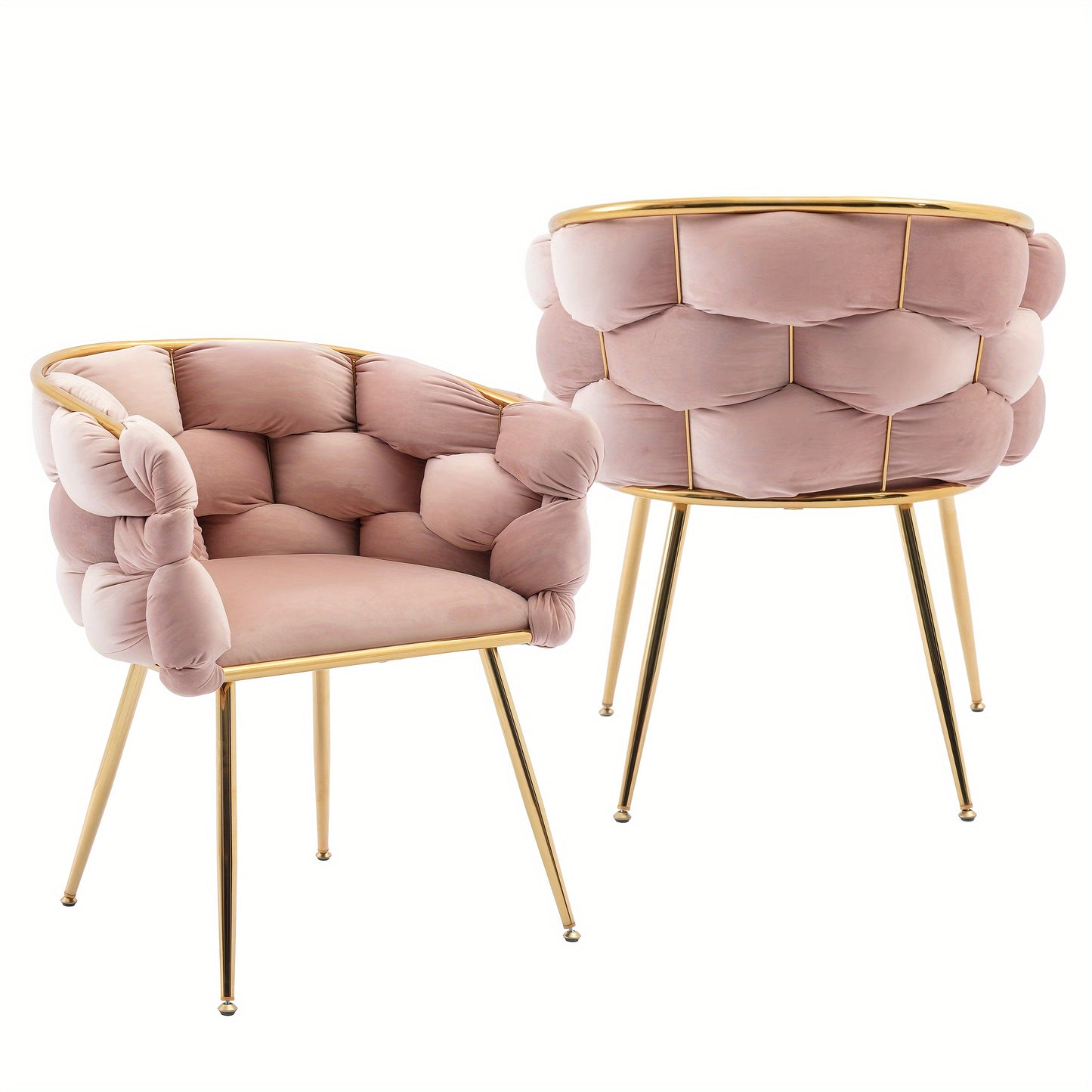 2Pcs Modern Luxury Velvet Sofa Chair Comfy Upholstered Vanity Chairs Bedroom Dining Chairs with Golden Metal Legs Vanity Desk Chair, Accent Desk Chair Dining Room