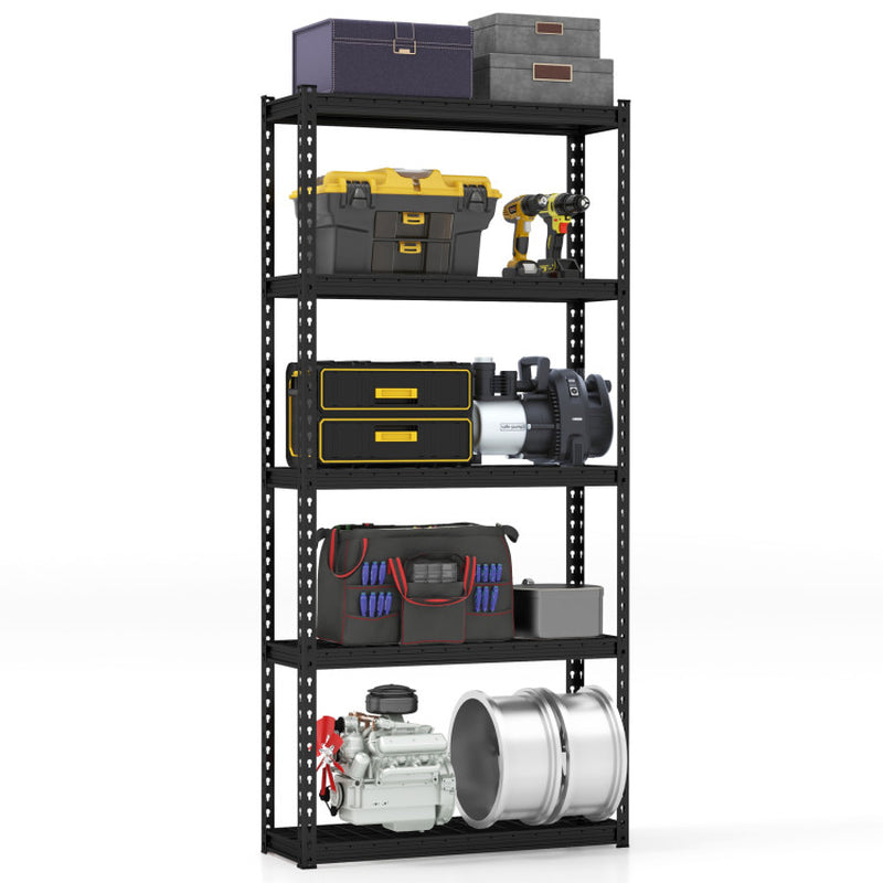 5-Tier Metal Shelving Unit with Anti-Slip Foot Pad Height Adjustable Shelves for Garage