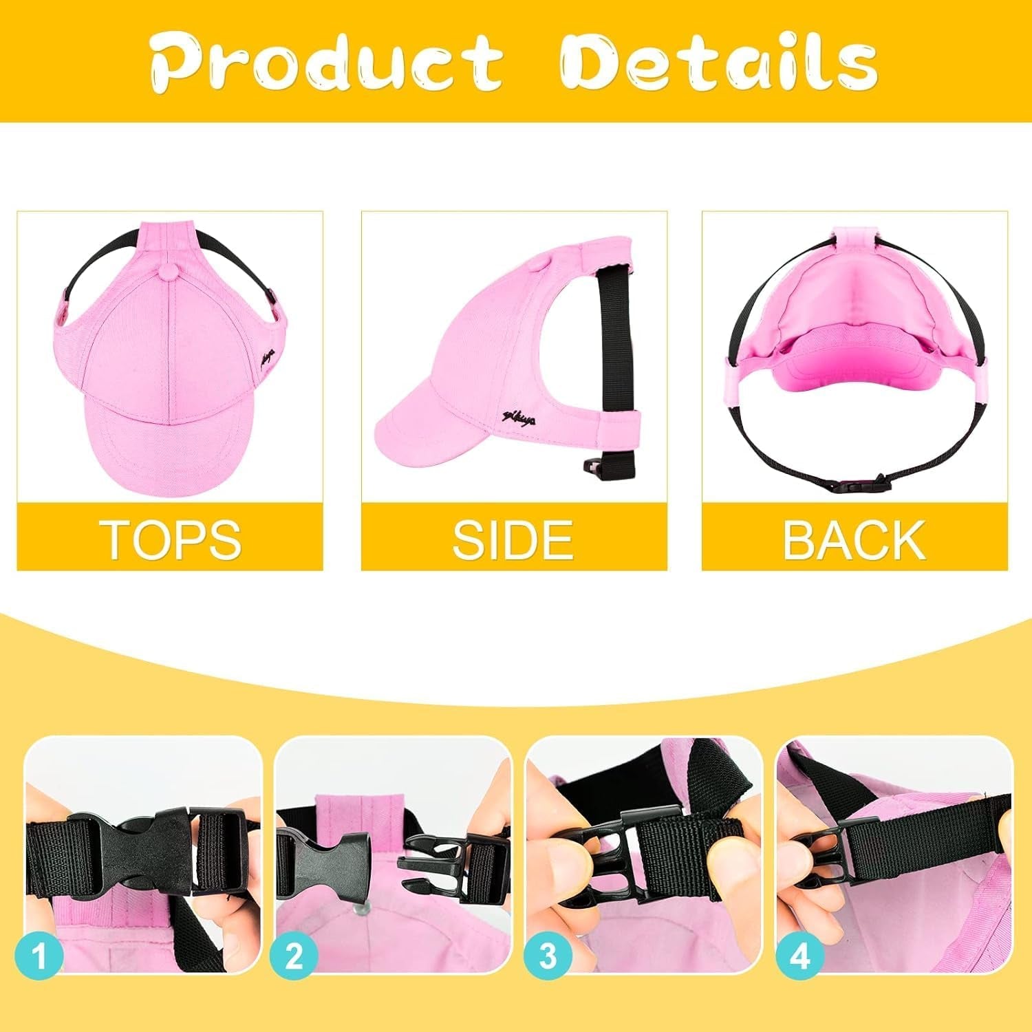 Dog Hat Summer Dog Baseball Cap Pet Puppy Visor Hats Sunbonnet Outfit with Ear Holes Doggy Cat Goggles for Small Medium Breed (Pink Hat, Medium)