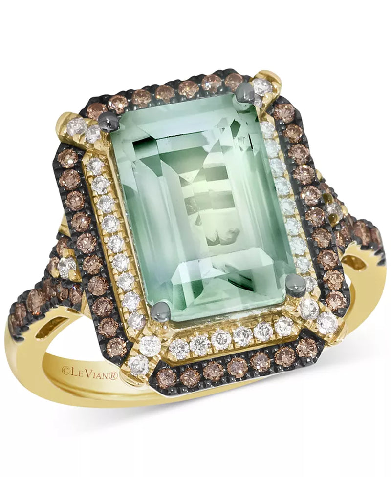 Deep Sea Blue Topaz (3-7/8 Ct. T.W.) & Diamond (5/8 Ct. T.W.) Double Halo Ring in 14K Rose Gold (Also Available in 14K White Gold or 14K Yellow Gold)