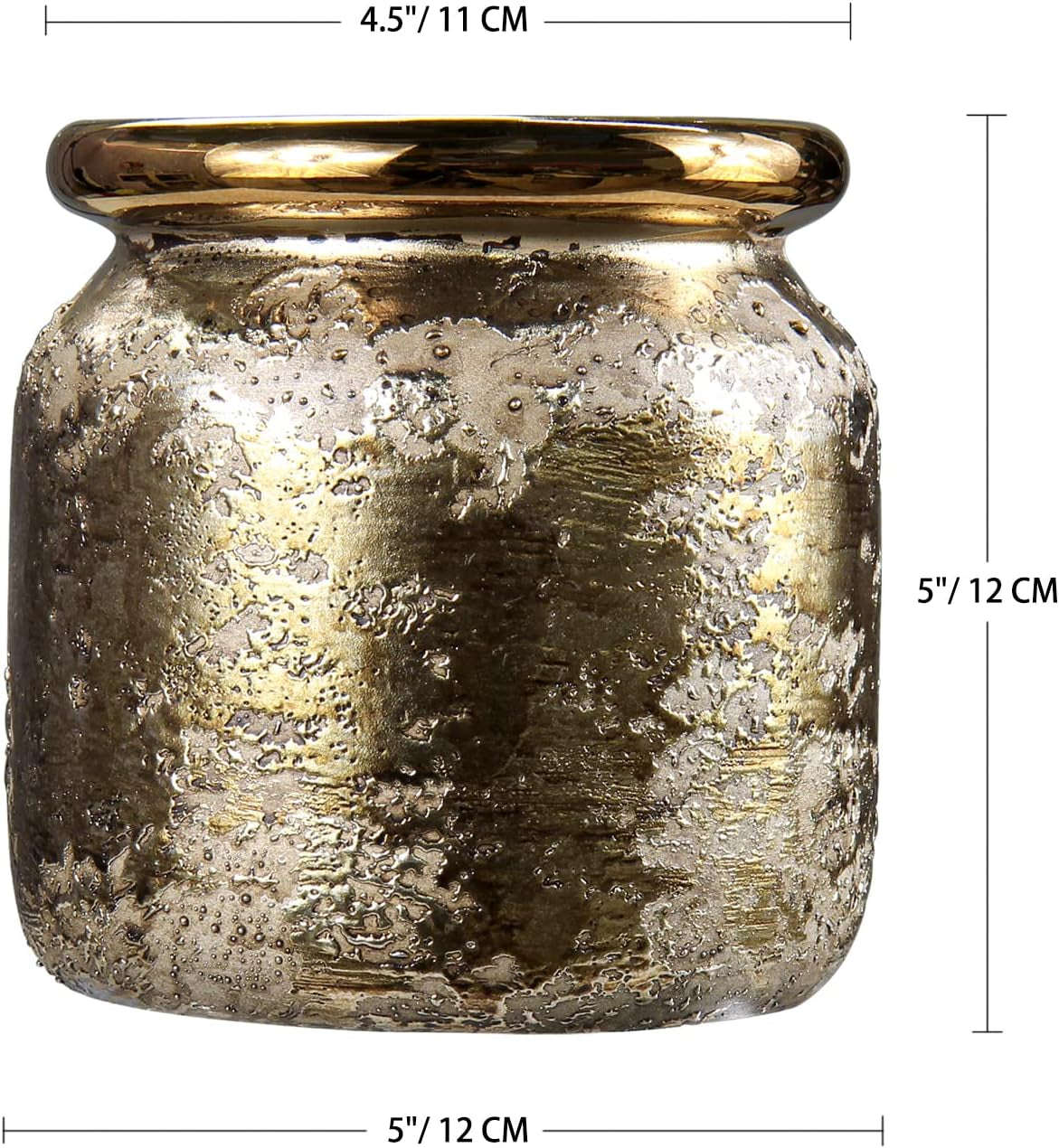 Ceramic Vase for Home Decor Decorative Gold Flower Vase for Centerpieces Tall Pottery Floral Vase for Living Room Flower Arrangements Wedding Table (Brass, 5 Inches)