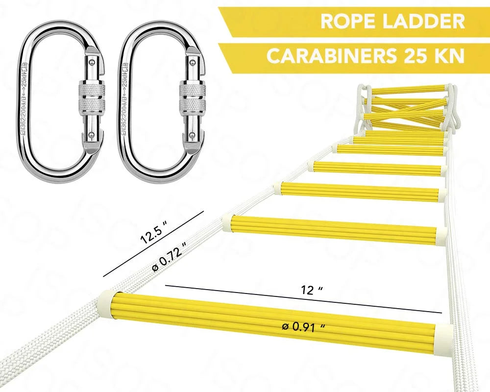 Ladder Rope 24Ft | Multifunctional Climbing Rope Ladder | Escape Ladder
