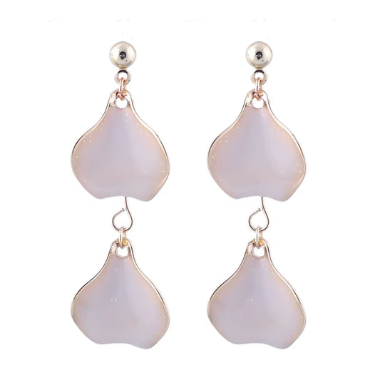 Unique Black&Pink&Green Enamel Petaloid Drop Earrings for Women Gifts Gold Color Fashion Jewelry Accessories Wholesale
