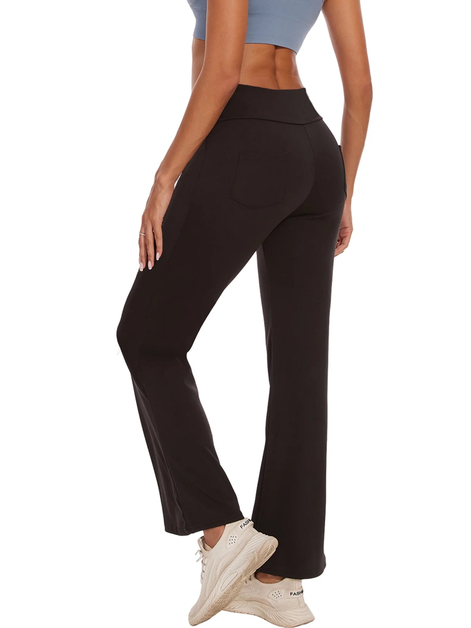 Womens Bootcut Yoga Pants with Pockets Flare Workout Legging High Waist Bootleg Bottoms Activewear Black 3XL