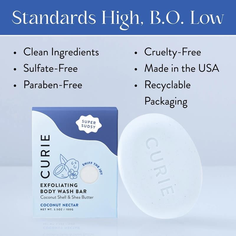 Exfoliating Body Wash Bar Soap, Coconut Nectar, for Men and Women, 3.5 Oz