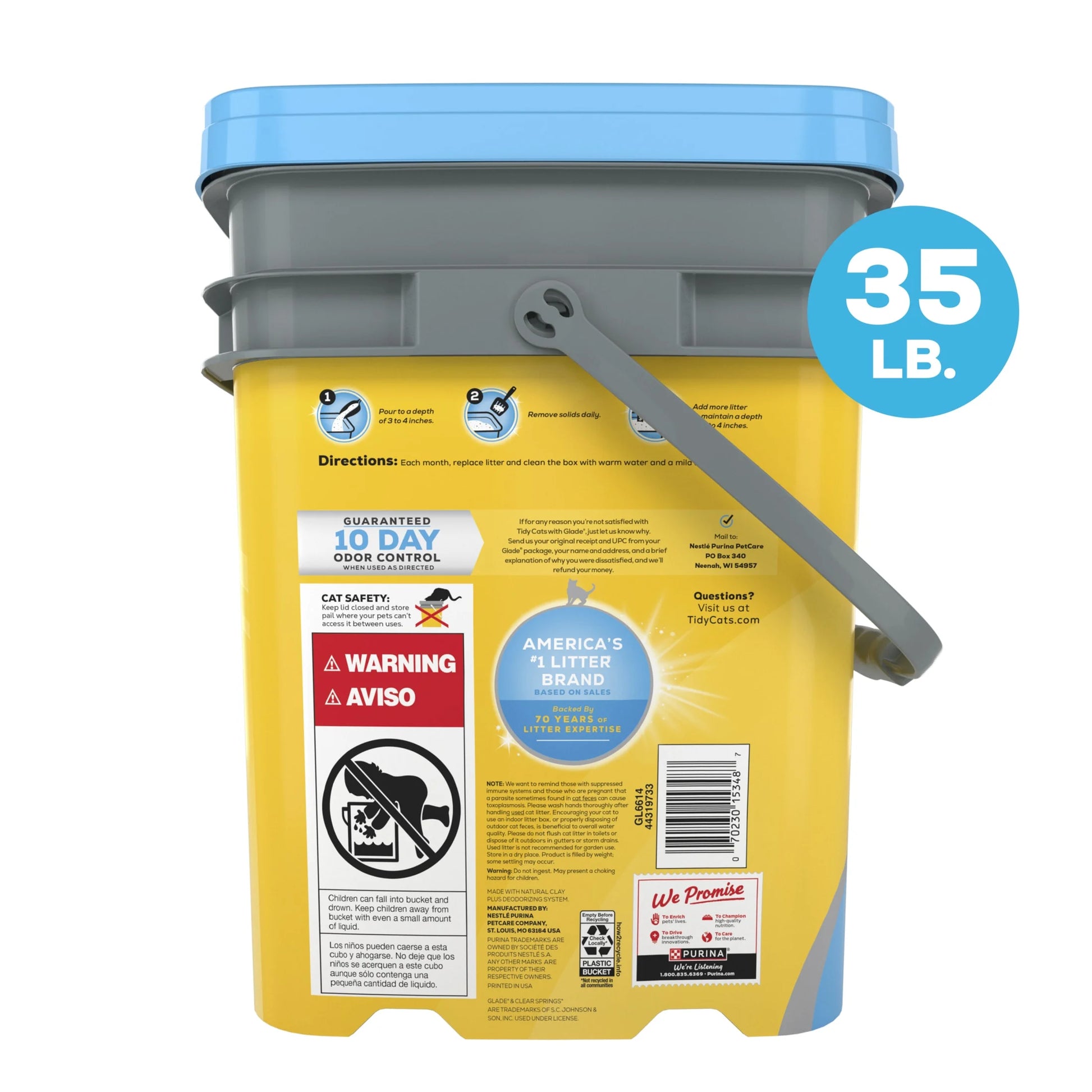 Purina  Clumping Cat Litter, Glade Clear Springs Deodorizing, Low Dust, 35 Lb. Pail