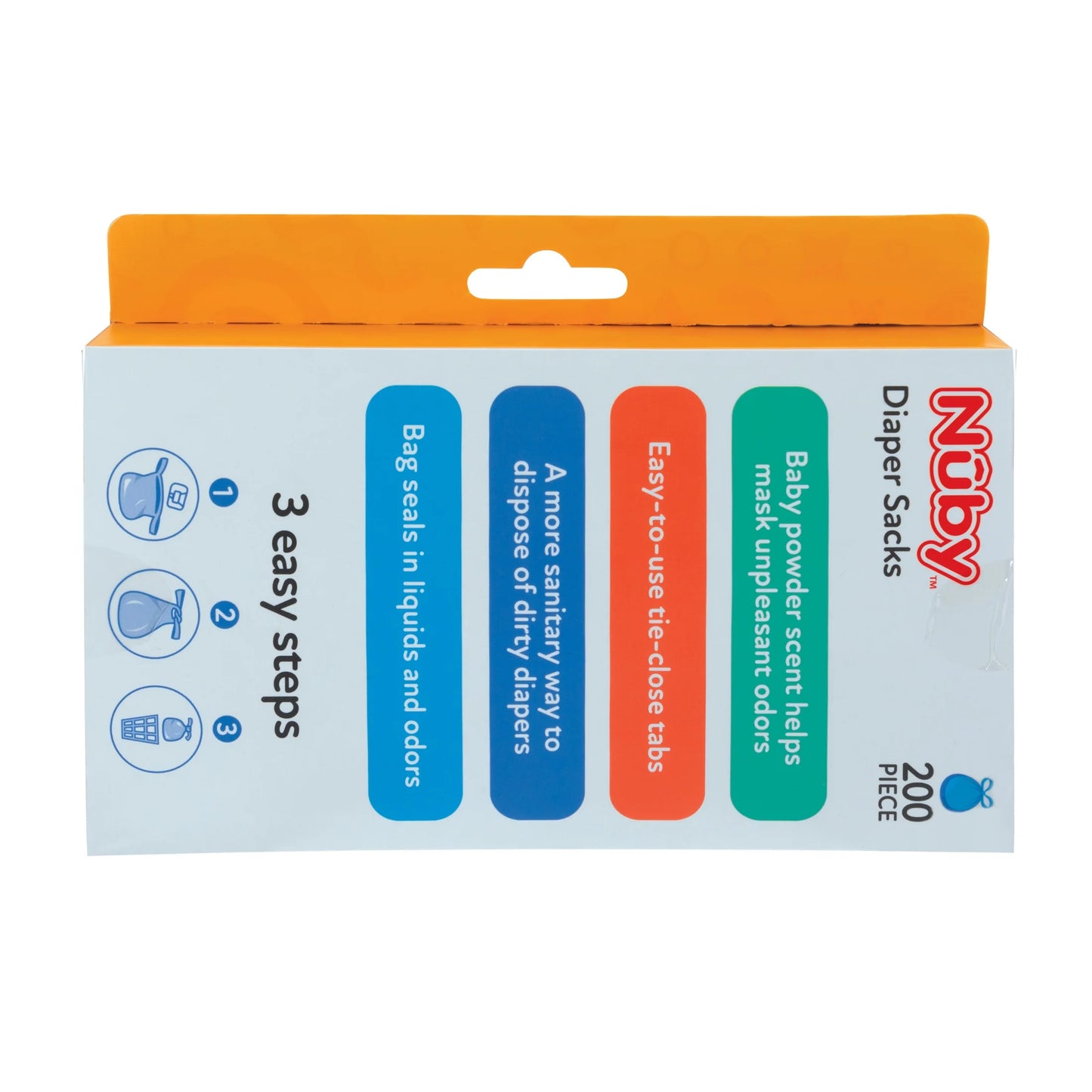 Dirty Diaper Disposal Sacks, Fresh Baby Powder Scent, Blue, 200 Count