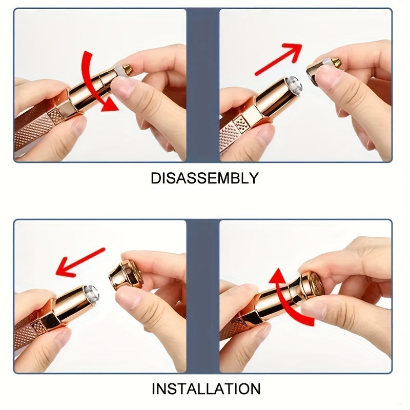 Four-in-one Multifunctional Women's Shaver - Gentle and Efficient, Includes Facial, Body, Eyebrow and Nose Hair Trimmers, Lipstick-shaped Portable Shaver, Rechargeable Shaver, 3/4 Replaceable Shaver Heads, Efficient and Easy