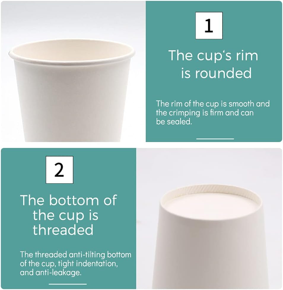 [150 Pack] Paper Cups 8 Oz, Disposable Paper Coffee Cup, Hot or Cold Beverage Drinking Paper Cups, Paper Cups for Party, Picnic, BBQ, Travel, and Event(White)