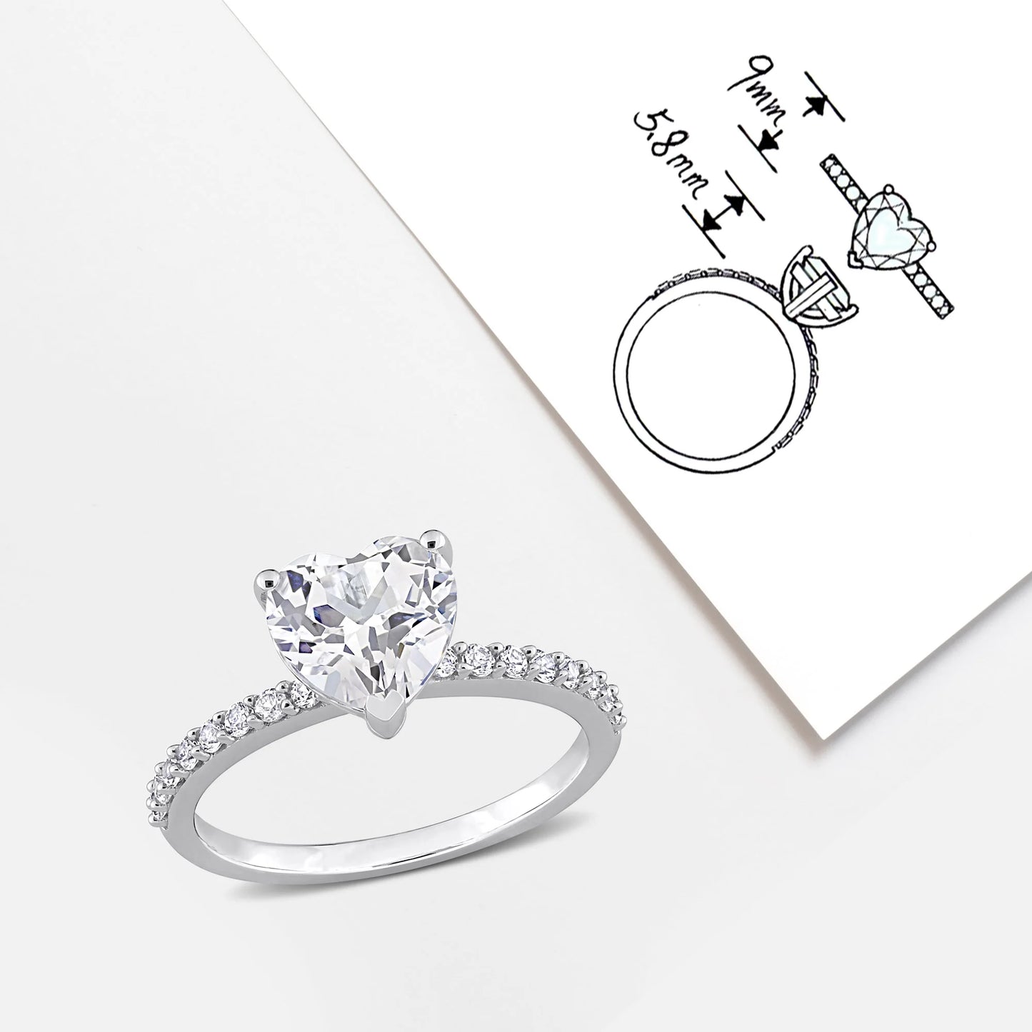 Women'S Created White Sapphire Engagement Ring in 10K White Gold