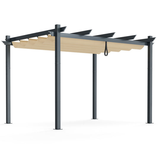10 X 12 Feet Outdoor Aluminum Retractable Pergola Canopy Shelter Grape Trellis