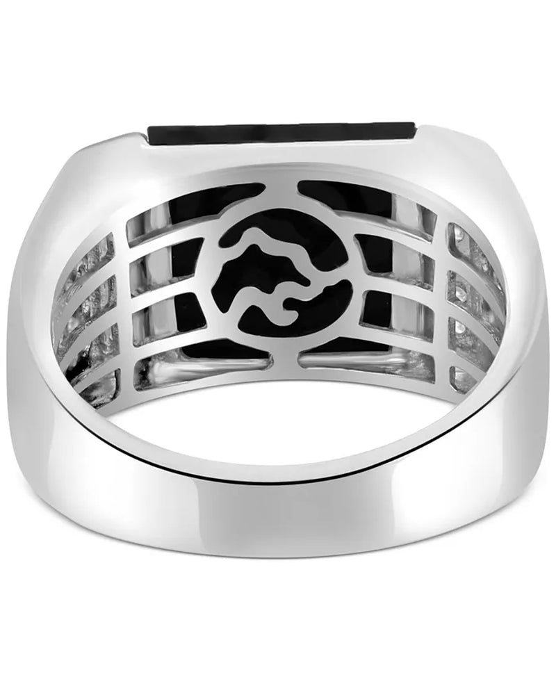 EFFYÂ® Men'S Onyx & Diamond (5/8 Ct. T.W.) Ring in 14K White Gold