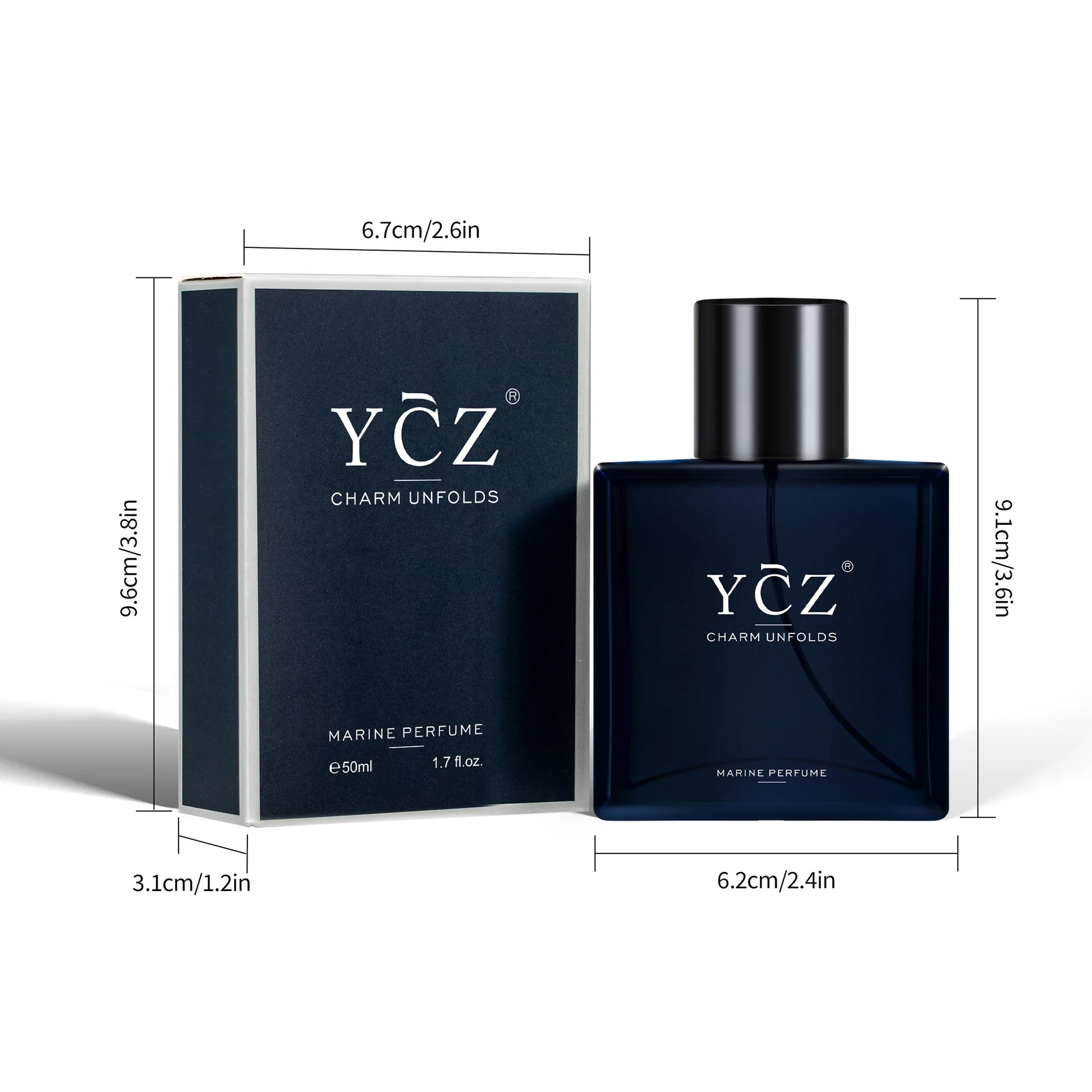 Charm Unfolds Marine Perfume for Men, 1.7 Oz. Long Lasting Eau De Parfum Cologne for Men, Oriental Woody Fragrance - Ideal Special Occasions, Making It the Ideal Gentlemen’S Gift (2-Pack).
