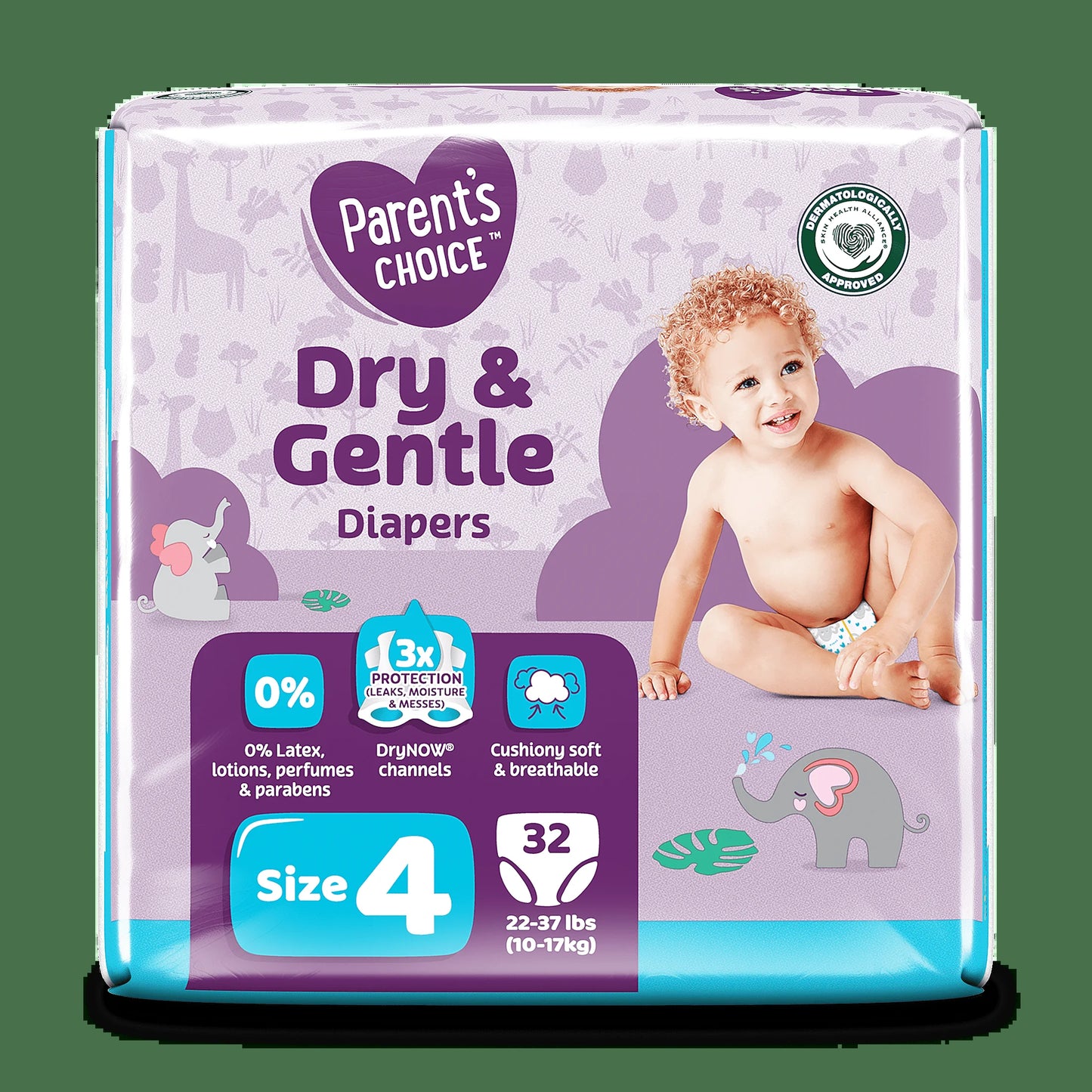 Dry & Gentle Diapers Size 4, 32 Count (Select for More Options)