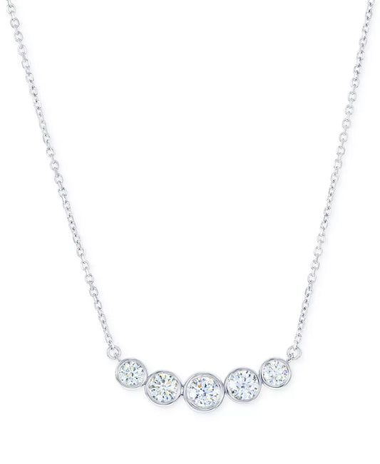 Diamond Bezel Graduated Curved Bar Collar Necklace (3/4 Ct. T.W.) in 14K White or Yellow Gold