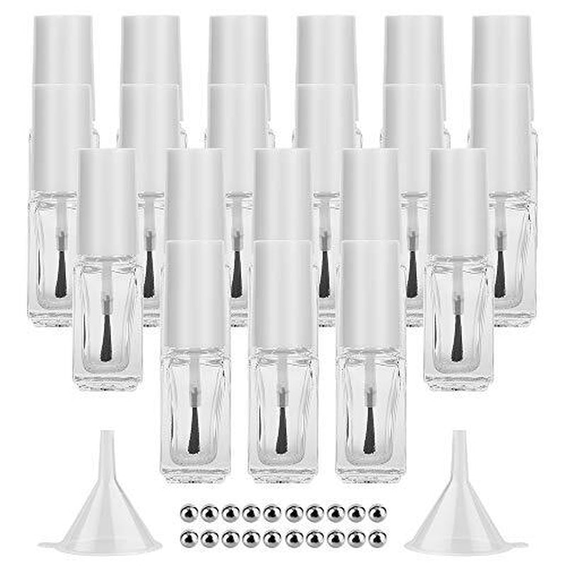 20 Pack 5Ml Empty Nail Polish Glass Bottles with Brush Cap for Nail Art