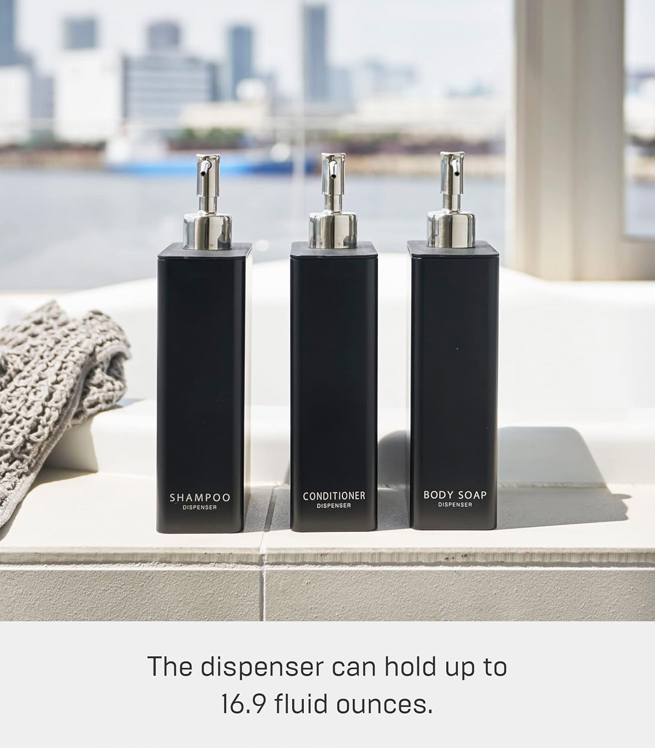 Tower Body Soap Dispenser Black Rectangular