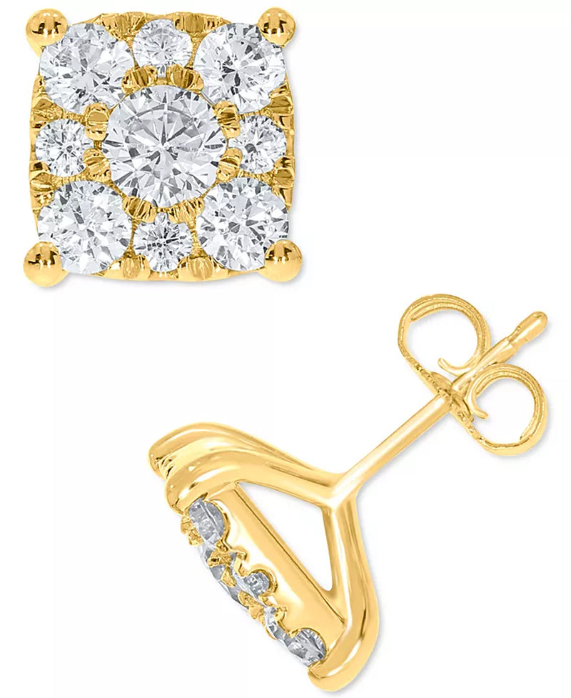 Diamond Square Cluster Stud Earrings (2 Ct. T.W.)