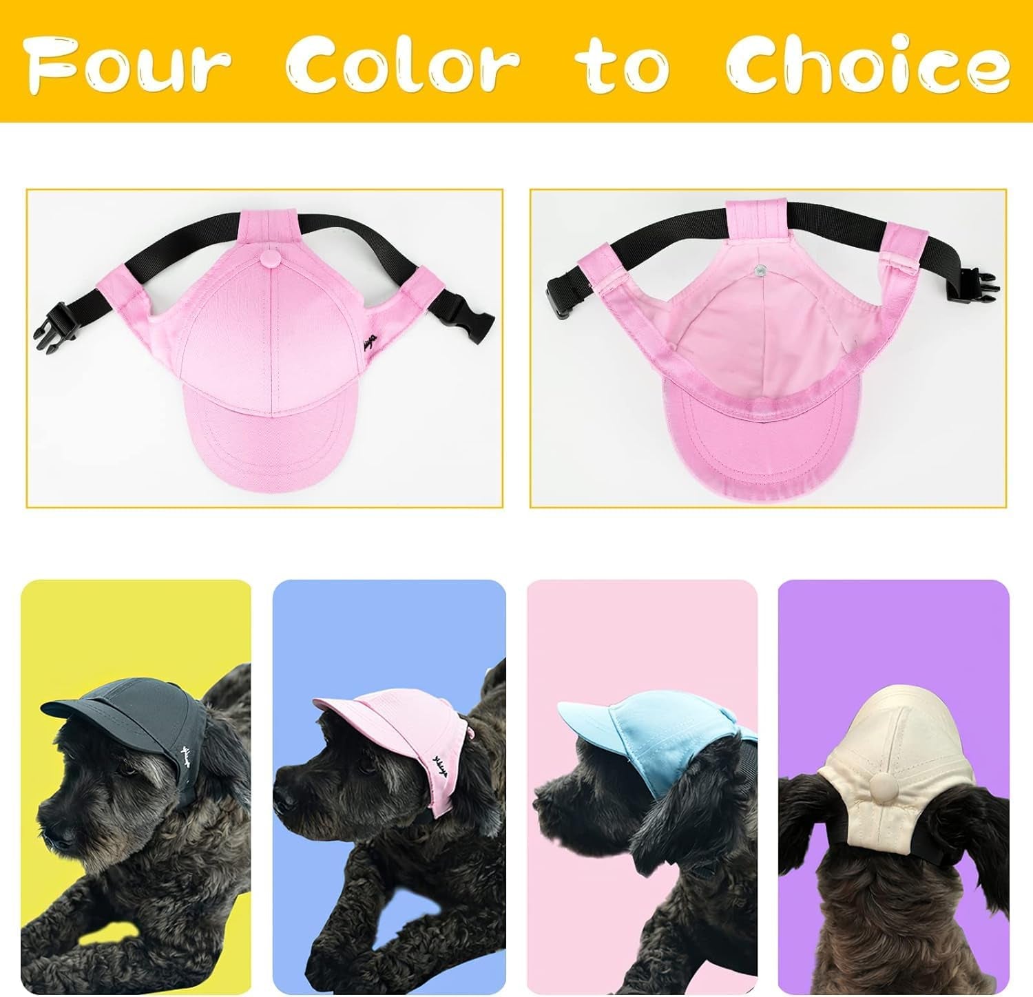 Dog Hat Summer Dog Baseball Cap Pet Puppy Visor Hats Sunbonnet Outfit with Ear Holes Doggy Cat Goggles for Small Medium Breed (Pink Hat, Medium)