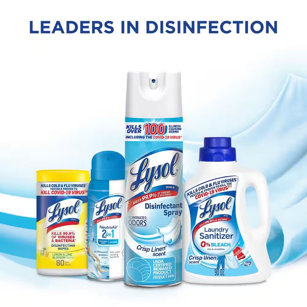 Disinfectant Spray, Household Cleaning Supplies, Antibacterial & Sanitizer, Deodorizer, Crisp Linen 19Oz (3-Pack)