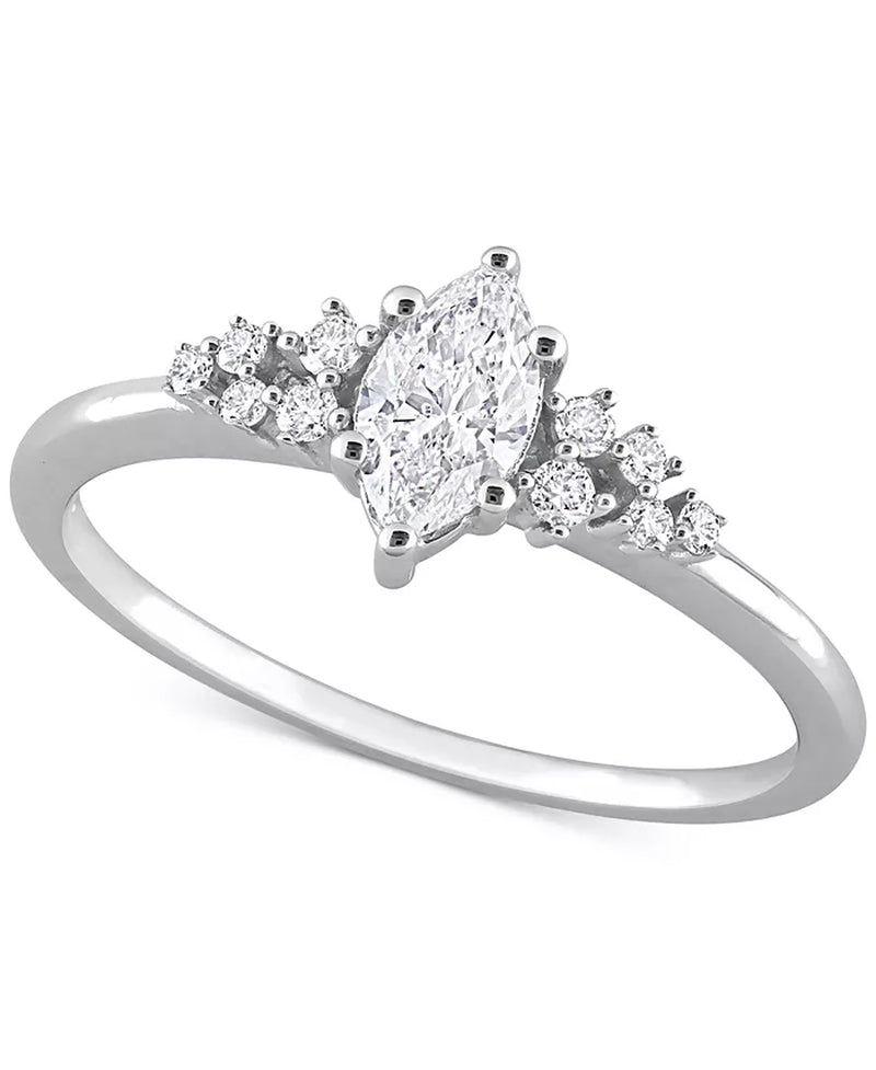 Diamond Marquise-Cut Engagement Ring (1/2 Ct. T.W.) in 14K White Gold