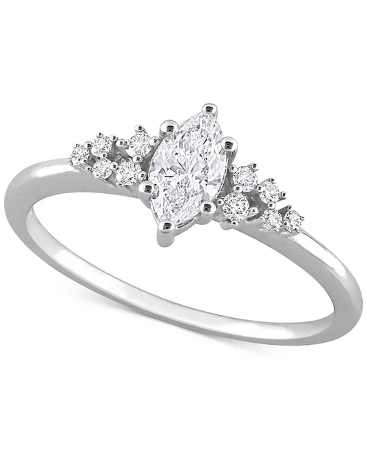 Diamond Marquise-Cut Engagement Ring (1/2 Ct. T.W.) in 14K White Gold