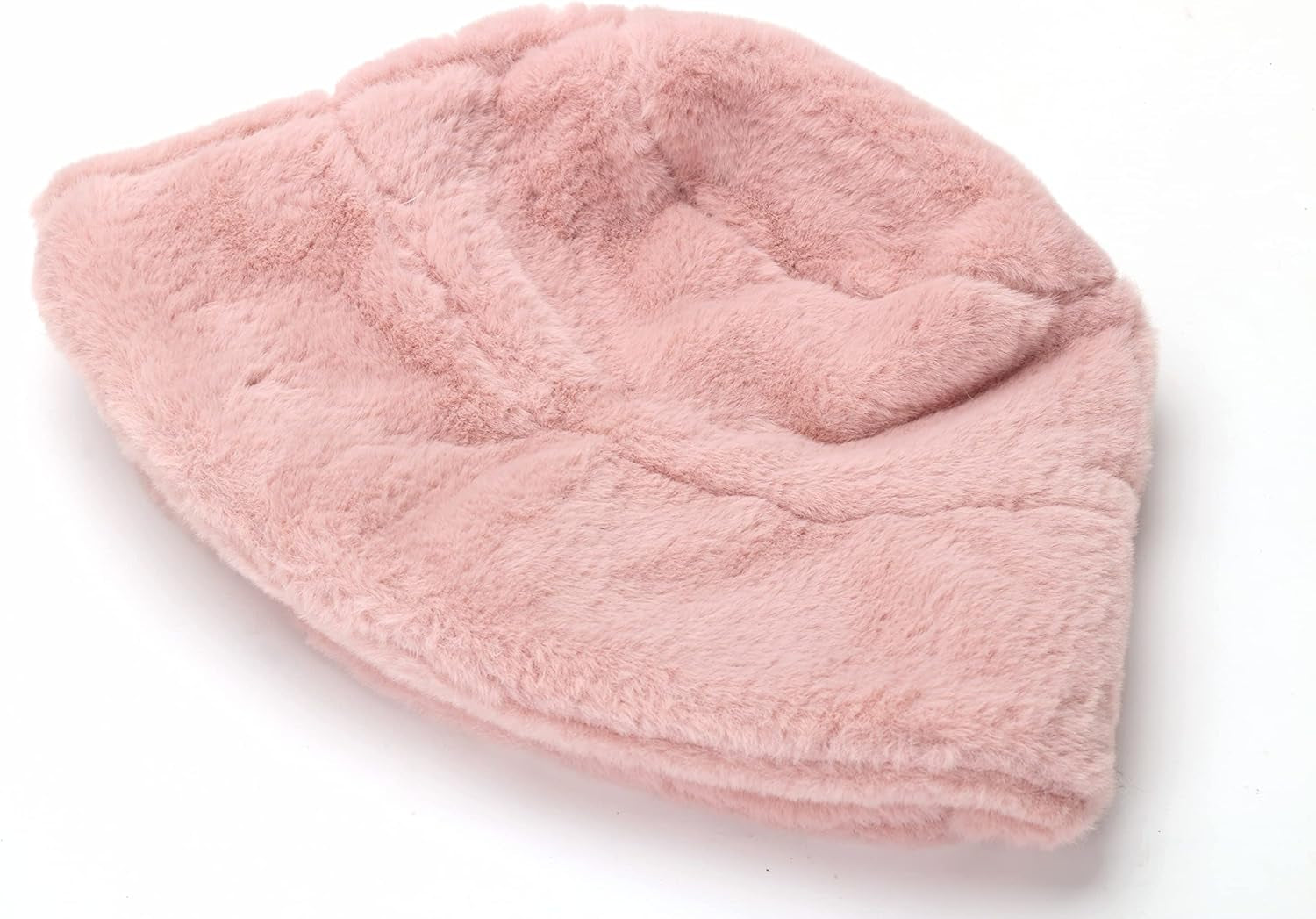 Winter Furry Bucket Hat Warm Fluffy Faux Fur Fuzzy Bucket Hat for Women Fashion Faux Fur Bucket Cap (Pink)