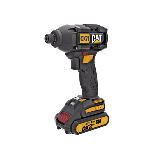 Caterpillar Cat® DX71 18V 1/4” Cordless High-Torque Impact Driver, Brushless with 3 Speed Settings – 2 Batteries & Charger Included