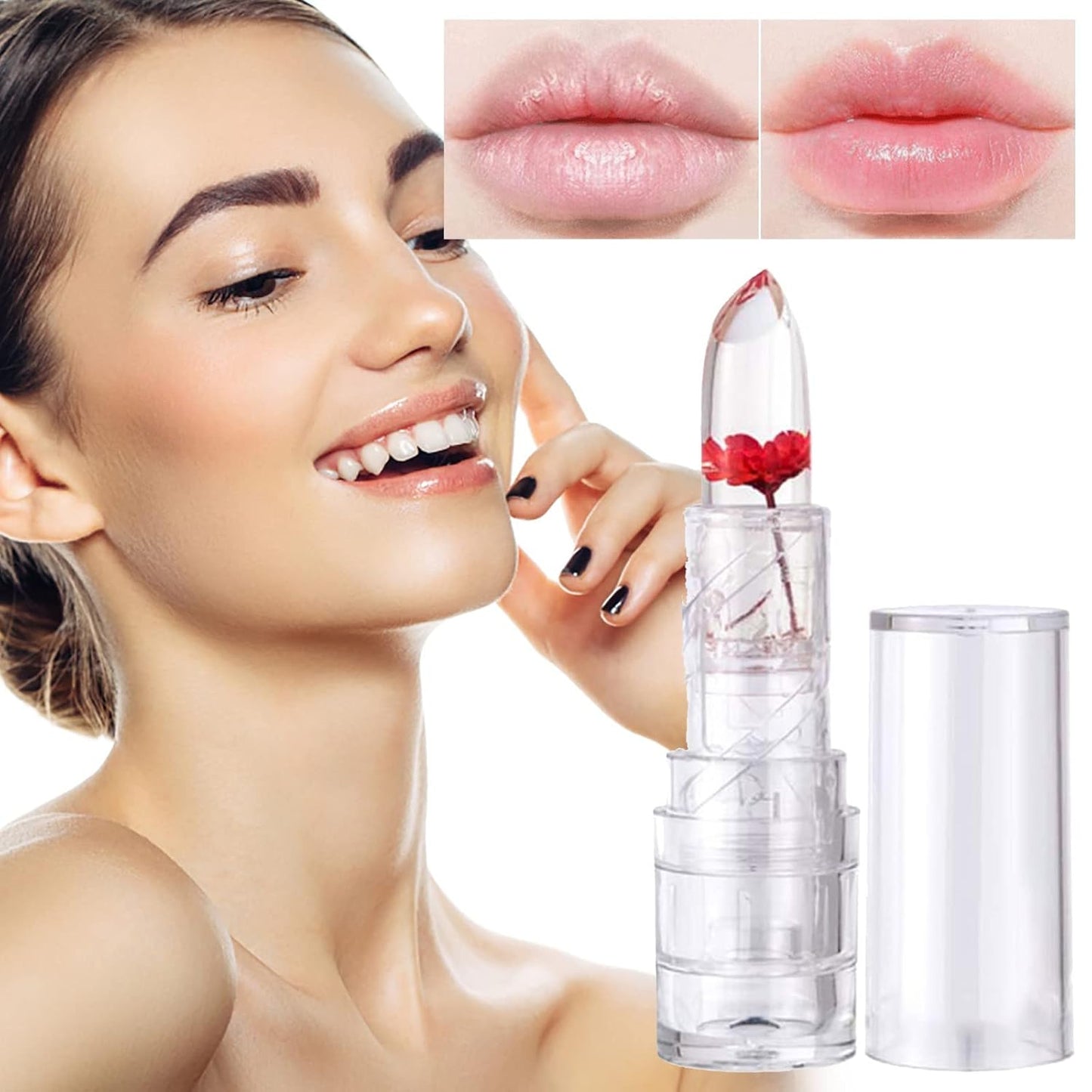 Tinted Lip Balm Flower Moisturizing Lipstick Moisturizing Lipstick Jelly Flower Lipstick Lip Balm Hydrating Moisturizing Hydrating Dry Cracking Sheer Lip Gloss