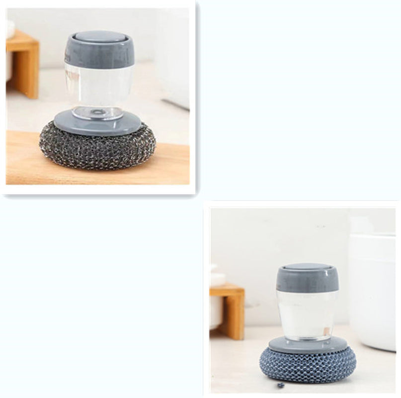 Kitchen Soap Dispensing Palm Brush Cleaner Push-Type Brush Kitchen Detergent Tools
