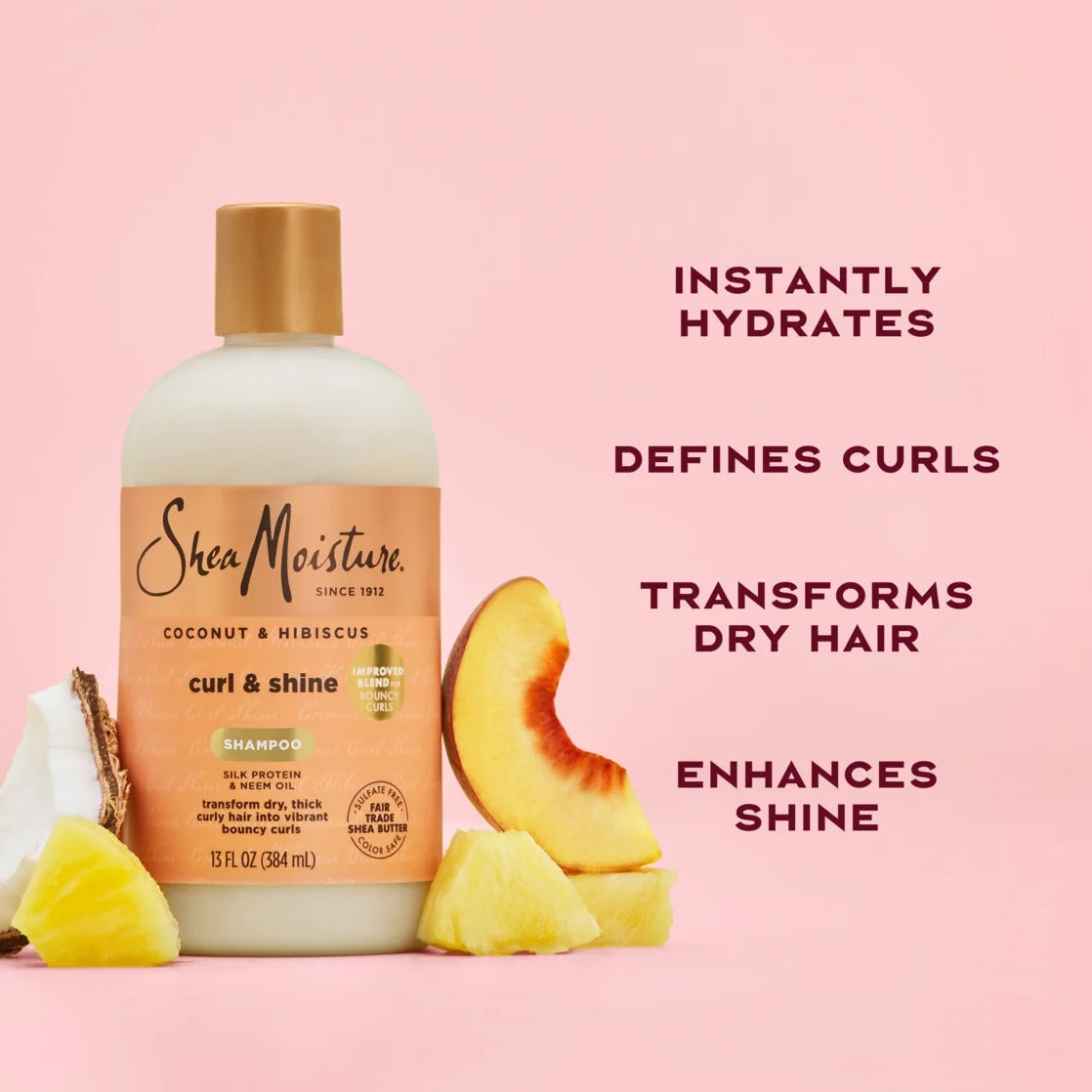 Curl and Shine Coconut Shampoo Coconut & Hibiscus, 13 Fl Oz