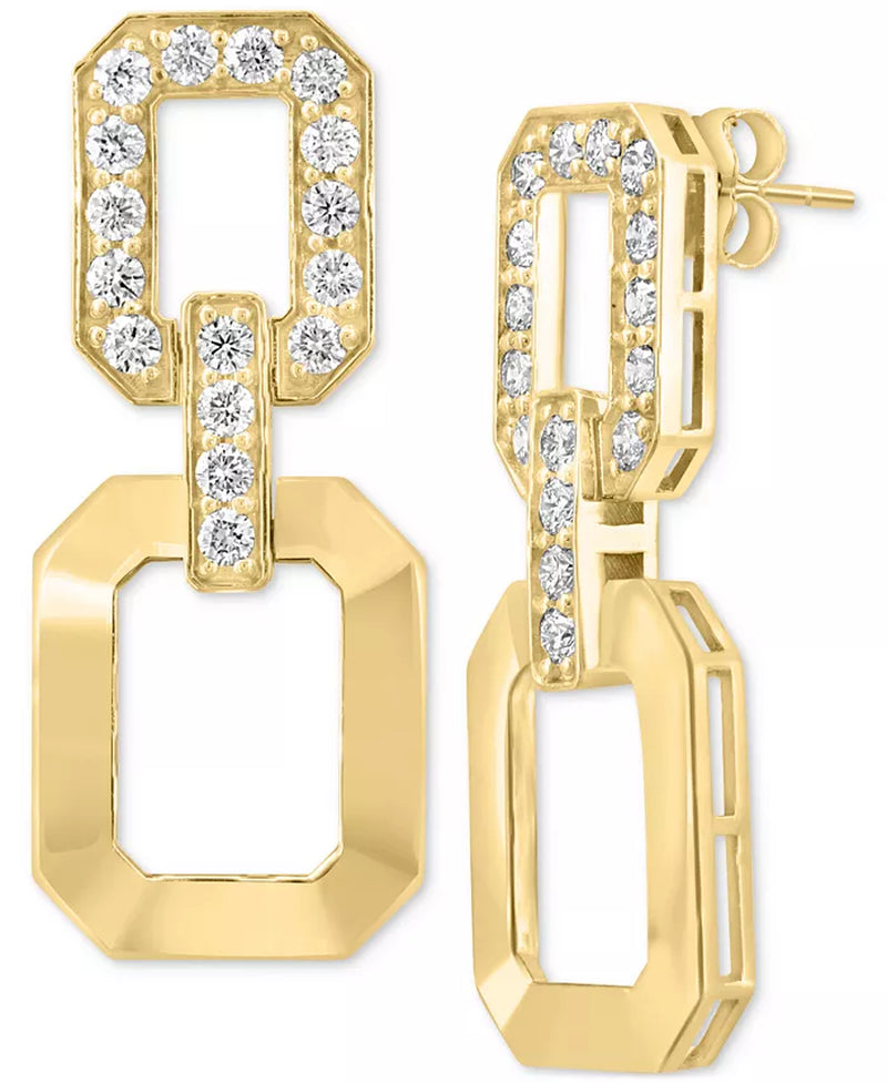 EFFYÂ® Diamond & Polished Octagon Link Drop Earrings (1-1/4 Ct. T.W.) in 14K Gold