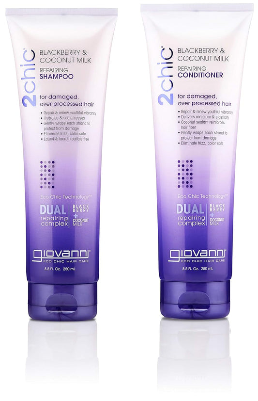 COSMETICS - 2Chic Repairing Shampoo & Conditioner, 8.5 Fluid Ounce / 250 Milliliter - Dual Repairing Complex for Damaged Over-Processed Hair